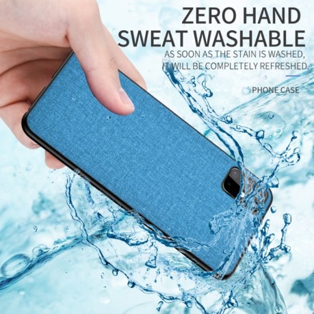 Противоударный чехол Cloth Texture на Samsung Galaxy S20 Ultra-голубой