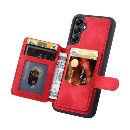 Ударозащитный чехол MagSafe Magnetic RFID Anti-theft Leather для Samsung Galaxy A35 5G - красный