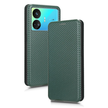 Чехол-книжка Carbon Fiber Texture на Realme GT Neo5 SE - зеленый