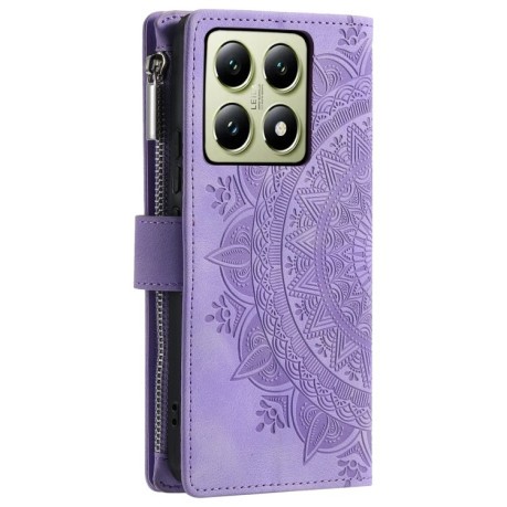 Чехол-книжка Multi-Card Totem Zipper Leather  для Xiaomi 14T - фиолетовый