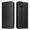 Кожаный чехол-книжка Fierre Shann Genuine leather на iPhone 13 mini - черный