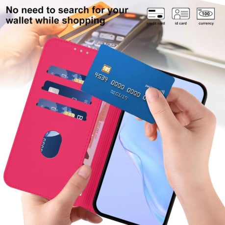 Чехол-книжка с мягким покрытием (Skin Feel) со шнурком на Infinix Smart 10 4G - пурпурно-красный