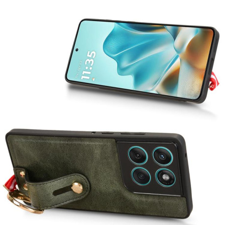 Протиударний чохол Wristband Leather Back на Motorola Edge 60 Fusion - зелений