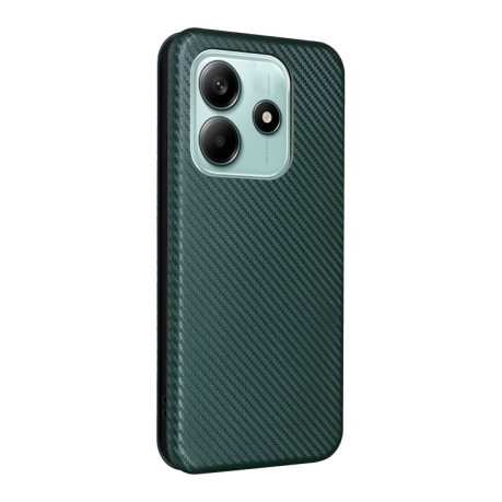 Чехол-книжка Carbon Fiber Texture на Xiaomi  Redmi Note 14 5G - зеленый