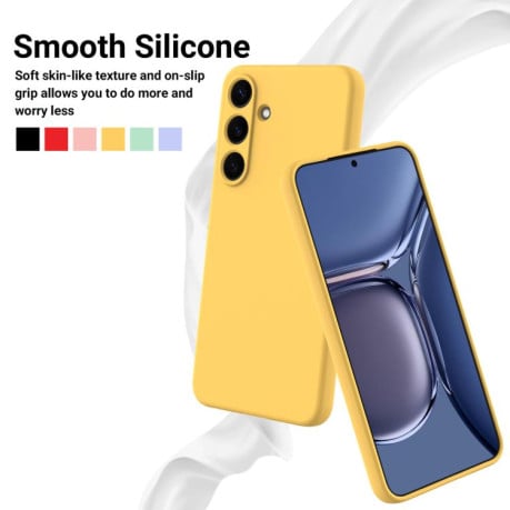 Силиконовый чехол Solid Color Liquid Silicone на Samsung Galaxy S25 FE 5G - желтый