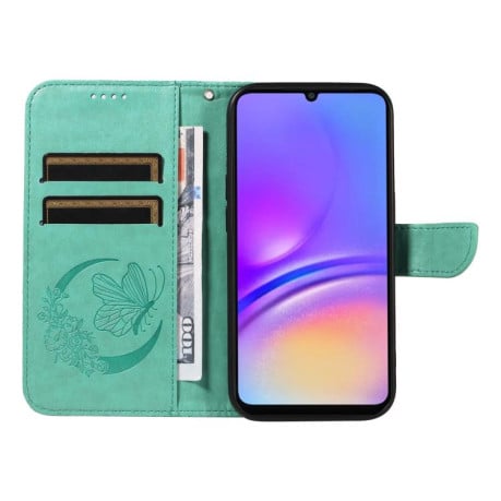 Чехол-книжка Swallowtail Butterfly Embossed Leather на Samsung Galaxy A07 5G - зеленый