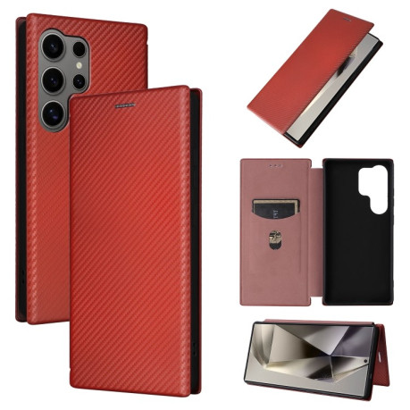 Чохол-книжка Carbon Fiber Texture  для Samsung Galaxy S25 Ultra 5G - коричневий