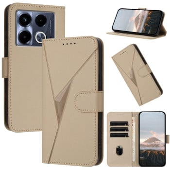 Чехол-книжка Triangle Pattern Buckle Clasp Leather на Infinix Note 40 4G - золотой