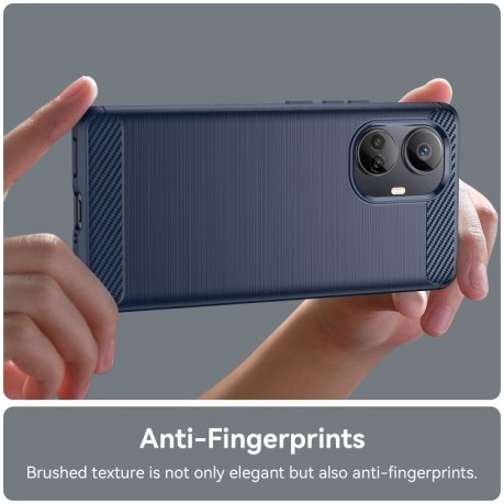 Противоударный чехол Brushed Texture Carbon Fiber на Realme 10 Pro+ - синий