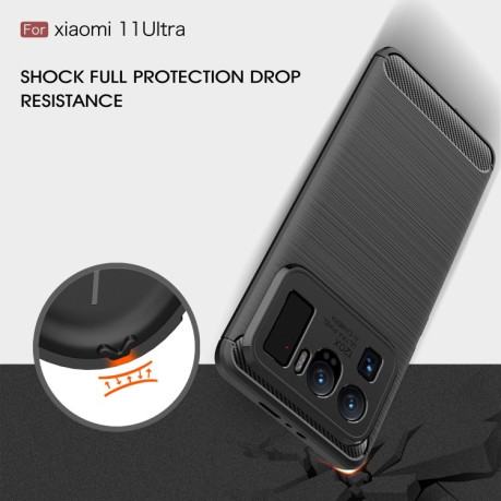 Чохол Brushed Texture Carbon Fiber на Xiaomi Mi 11 Ultra-червоний