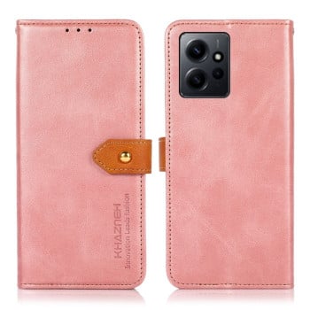 Чехол-книжка KHAZNEH Dual-color Cowhide для Xiaomi Redmi Note 12 4G - розовый