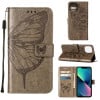 Чехол-книжка Embossed Butterfly для  iPhone 14 Plus - серый