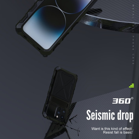 Противоударный металлический чехол R-JUST Dustproof на iPhone 14 Pro Max - черный