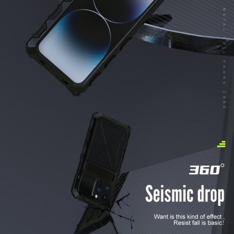 Противоударный металлический чехол R-JUST Dustproof на iPhone 14 Pro - черный