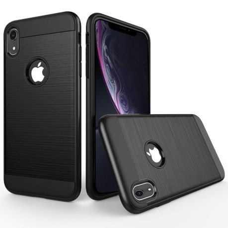 Противоударный чехол Brushed Texture  Rugged Armor Protective Case на  iPhone XR черный