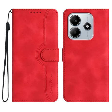 Чехол-книжка Skin Feel Heart Amile для Xiaomi Redmi Note 14 5G/Poco M7 Pro 5G - красный