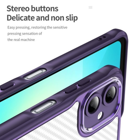 Ударозащитный чехол Carbon Fiber Texture Translucent на Samsung Galaxy A06 4G - фиолетовый