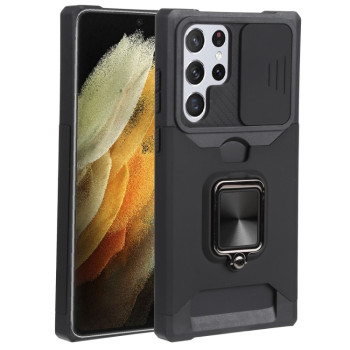 Противоударный чехол Sliding Camera Design для Samsung Galaxy S22 Ultra 5G - черный