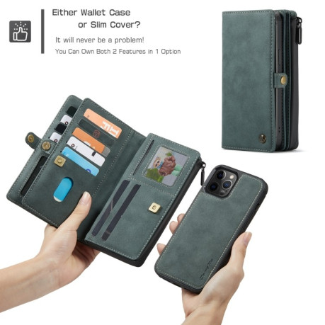 Кожаный чехол-кошелек CaseMe 018 на iPhone 12 / 12 Pro - зеленый