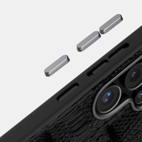 Чехол ABEEL с фактурой Beast Pattern 6D Micro-Embossed с MagSafe из натуральной кожи на Samsung Galaxy S25 FE 5G - синий