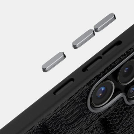 Чохол ABEEL з фактурою Beast Pattern 6D Micro-Embossed з MagSafe з натуральної шкіри на Samsung Galaxy S25 FE 5G - зелений