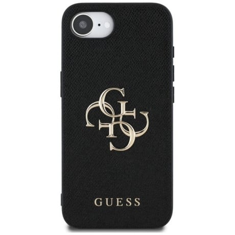 Оригинальный чехол Guess Grained 4G Metal Logo для iPhone 16e - Black