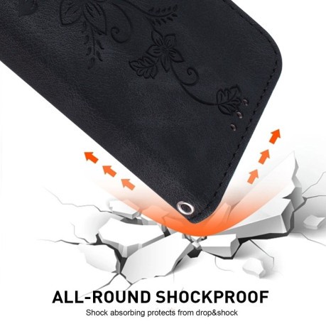 Чехол-книжка Lily Embossed Leather для Realme 12 Pro / 12 Pro+ - черный