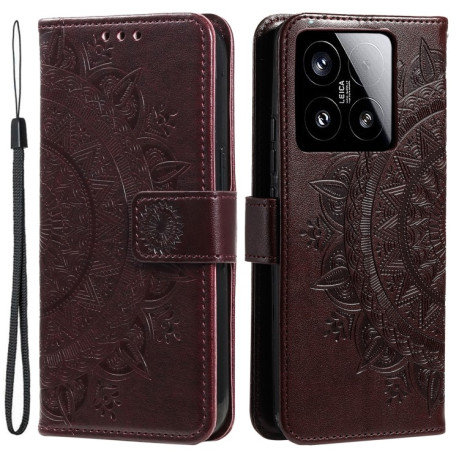 Чохол-книжка Totem Flower для Xiaomi 15 - коричневий