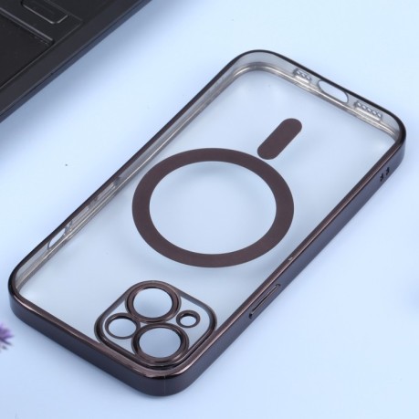 Противоударный чехол MagSafe Electroplating Straight для iPhone 14 Plus - черный
