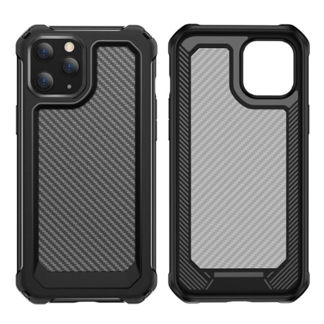 Ударозащитный чехол Transparent Carbon Fiber Texture на iPhone 12 Mini - синий