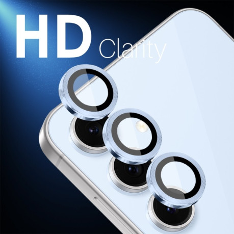 Защитное стекло NORTHJO Glitter Camera Lens Protector Tempered Glass Metal Ring на Samsung Galaxy S24 FE 5G - синее