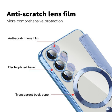 Чохол-книжка Shield MagSafe RFID Anti-theft Leather  для Samsung Galaxy S25 5G - синій