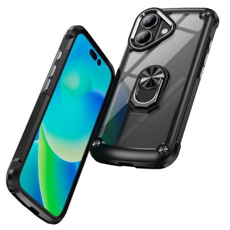 Противоударный чехол Acrylic Ring Holder на For iPhone 17 - черный