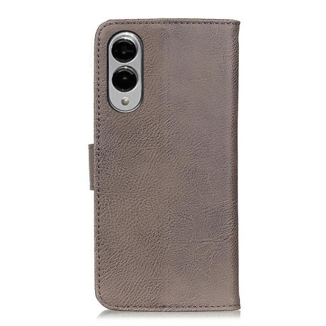 Чехол-книжка KHAZNEH Cowhide Texture на Samsung Galaxy S25 Edge 5G - хаки