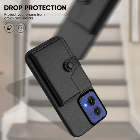 Ударозащитный чехол EU Version Button Card Bag RFID Anti-theft для Motorola Moto G85 - черный
