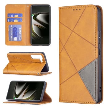 Чохол-книга Rhombus Texture на Samsung Galaxy S22 5G - жовтий