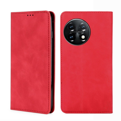 Чехол-книжка Retro Skin Feel Business Magnetic на OnePlus 11 - красный