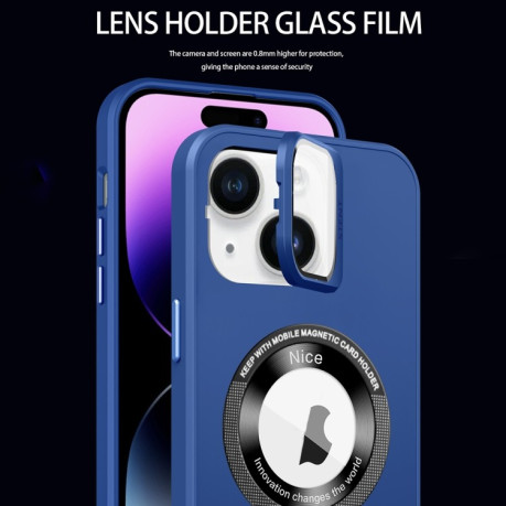 Противоударный чехол Skin Feel Magnifier MagSafe Lens для iPhone 15 - зеленый