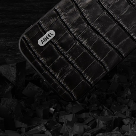 Чохол протиударний ABEEL Crocodile Texture Genuine Leather для iPhone 15 Plus - чорний