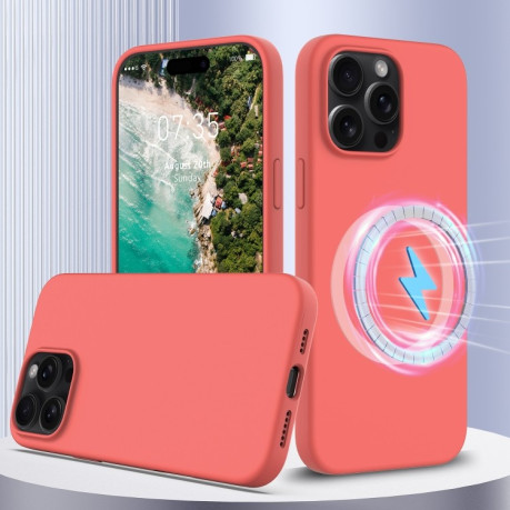 Силіконовий чохол Shockproof Silicone Magsafe для iPhone 16 Pro - оранжево-рожевий