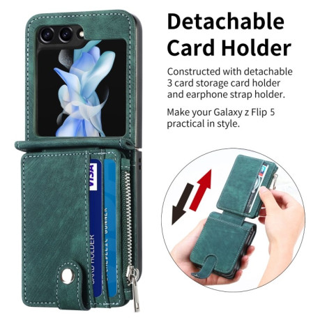 Противоударный чехол Skin-feel Zipper Wallet для Samsung Galaxy Flip 5 - красный