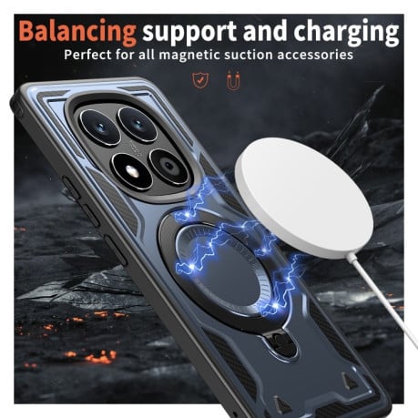 Протиударний чохол MagSafe Holder Armor PC Hybrid для Xiaomi Redmi Note 14 Pro 5G/Poco X7 - синій