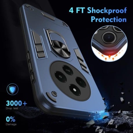 Ударозащитный чехол Shockproof Metal Ring Holder для Xiaomi Redmi  A4 5G - синий