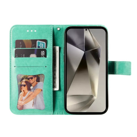 Чохол-книжка 7-petal Flowers Embossing  для Samsung Galaxy S25 Ultra 5G - зелений