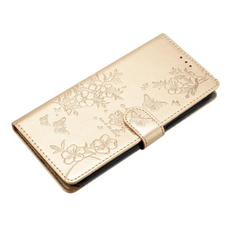 Чохол-книжка Butterflies and Flowers Leather для Redmi Note 14 4G 164.84mm - золотий