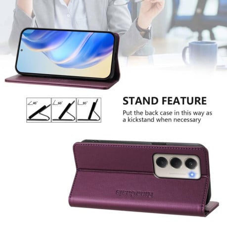 Чехол-книжка RC01 Dual-Folded Magnetic Suction RFID на Xiaomi Redmi 15 5G / 4G EU 171mm - фиолетовый