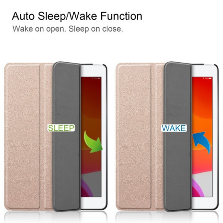 Чехол Custer Texture Three-folding Sleep/Wake-up на iPad 9/8/7 10.2 (2019/2020/2021) Золотой