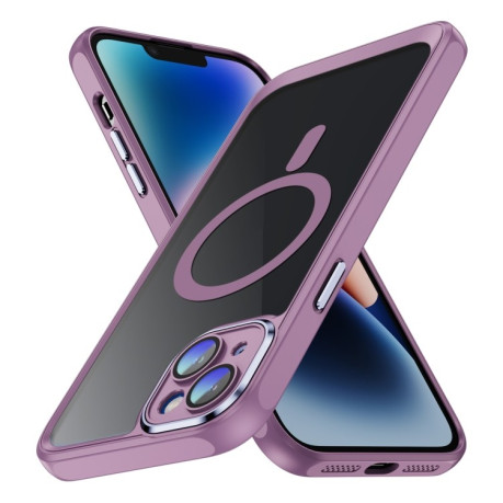 Противоударный чехол Frosted Lens MagSafe для iPhone 15 - фиолетовый