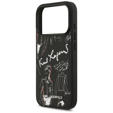 Оригінальний чохол Karl Lagerfeld Grained Pattern&amp;Logo з MagSafe на iPhone 17 Pro - Black