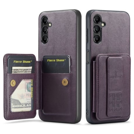 Кожаный чехол Fierre Shann Retro Oil Wax на Samsung Galaxy A55 5G - фиолетовый